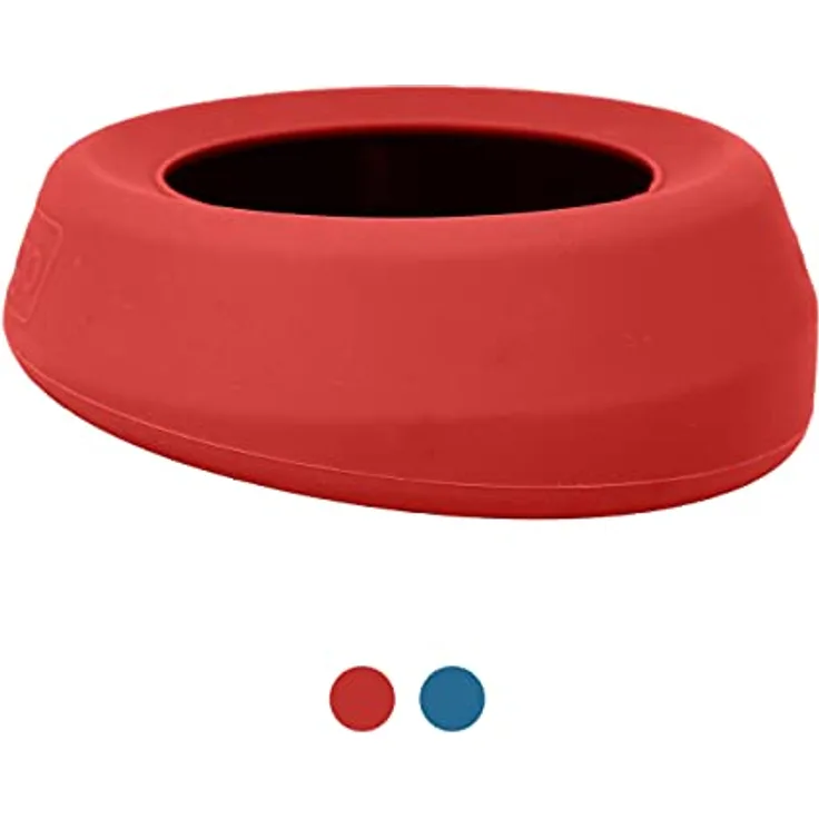 Kurgo Anti-Schlabber-Napf Splash-Free Wander Water Bowl, auslaufsicherer Napf aus lebensmittelechtem Silikon, 710 ml, rot