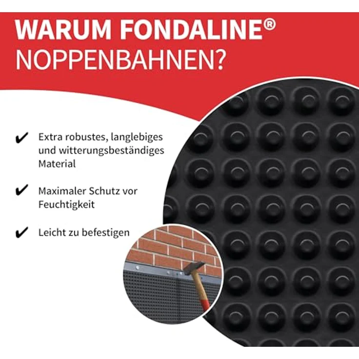 Onduline FONDALINE 400 Noppenbahn Hochbeetfolie, 0,5m x 5m, druck- und wurzelfest, optimale Luftzirkulation – Bild 4