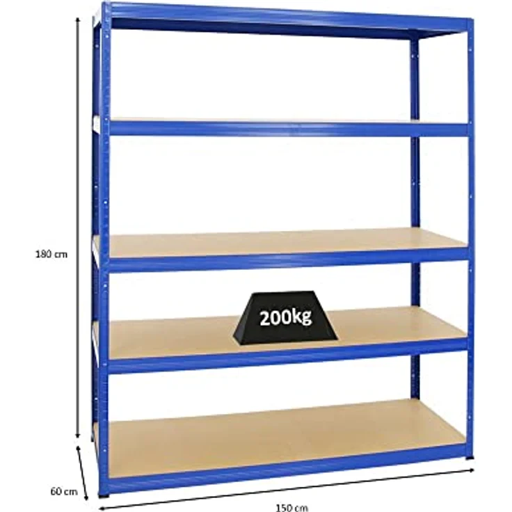 PROREGAL Schwerlastregal Giant Elephant Blau 180x150x60cm, Fachlast 200kg, für Keller und Garage, einfach aufzubauen, made in EU – Bild 2