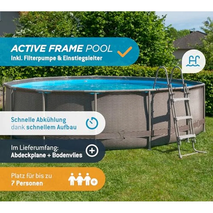Summer Waves Rundpool Active Frame Swimmingpool'' ''Ø 457 x 106 cm, braun'''' – Bild 2