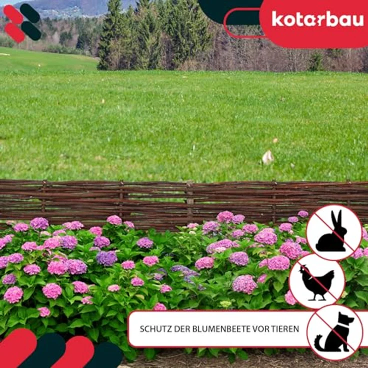 KOTARBAU® 10er Set Beetbegrenzung Weidenzaun, flexible Beeteinfassung aus Naturholz, 120 x 10 cm, braun – Bild 4