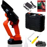 Best Direct® Akku-Kettensäge Rotorazer® Mini Chainsaw, 21 Volt, tragbare & leichte Kettensäge mit Akku, in Rot