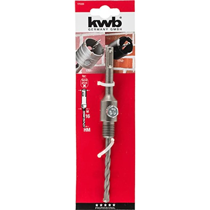 kwb Bohrkrone 175320, Aufnahmeschaft SDS plus für Hohlbohrkronen mit 19 mm Durchmesser und Zentrierbohrer 8 mm – Bild 2