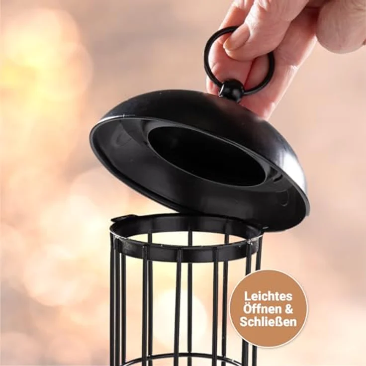CULT at home Meisenknödelhalter Vogelfutterspender XL, 3er Set aus Metall, schwarz, für bis zu 4 Meisenknödel, Höhe 29 cm, abnehmbares Dach – Bild 4