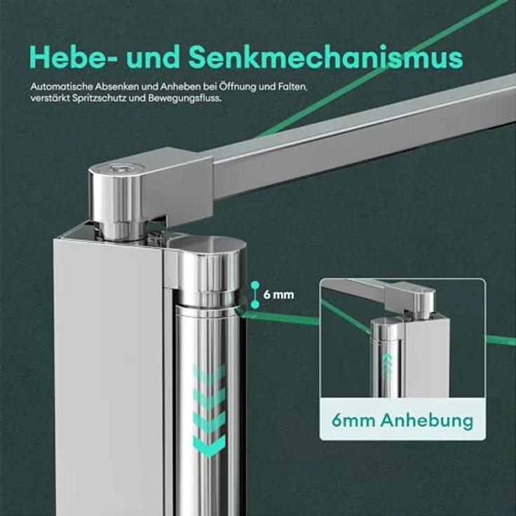 Mai&Mai Duschwand für Badewanne Badewannenfaltwand 6mm Sicherheitsglas mit NANO-Versiegelung, Wandanschlag links, BTH: 70x120x140cm – Bild 4