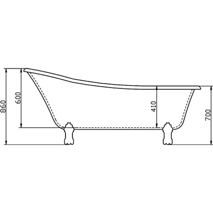 Bernstein Badewanne PARIS PREMIUM, freistehende Acrylwanne in Gold, 175 cm x 74 cm, oval mit Metallfüßen – Bild 9