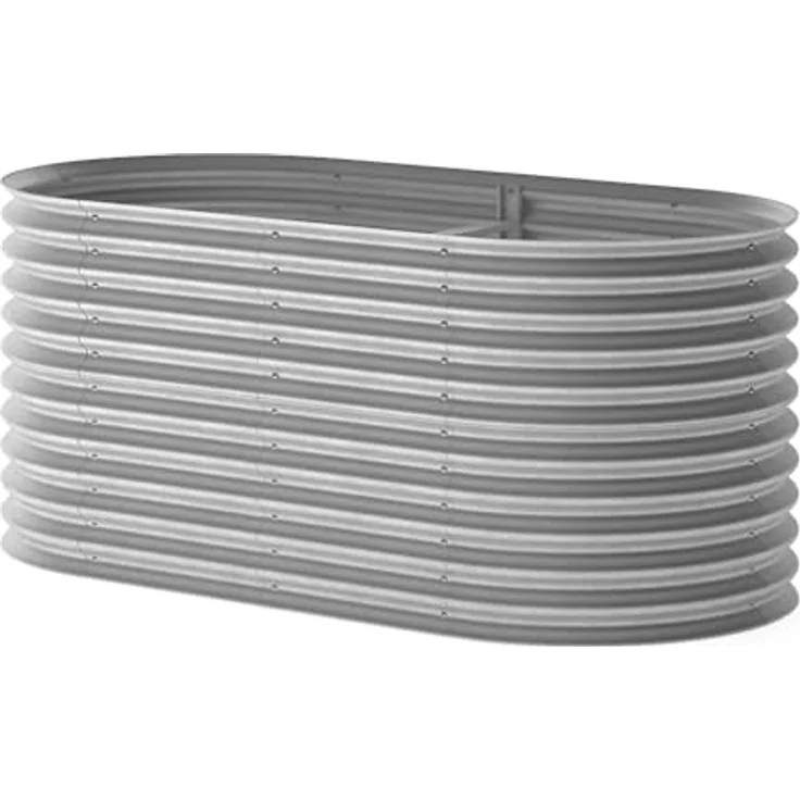 ok-Living Hochbeet Kräuterbeet oval 200x100x80cm, Silber, pflegeleichter Pflanzkasten für Gemüse und Kräuter – Bild 2