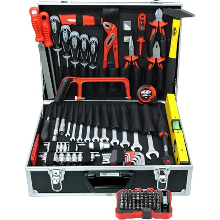 Famex 745-47 Aluminium Werkzeugkoffer mit umfassendem Werkzeugsatz für Haushalt, Garage und Werkstatt, 45,5 x 35,5 x 16 cm, 8,0 kg – Bild 1