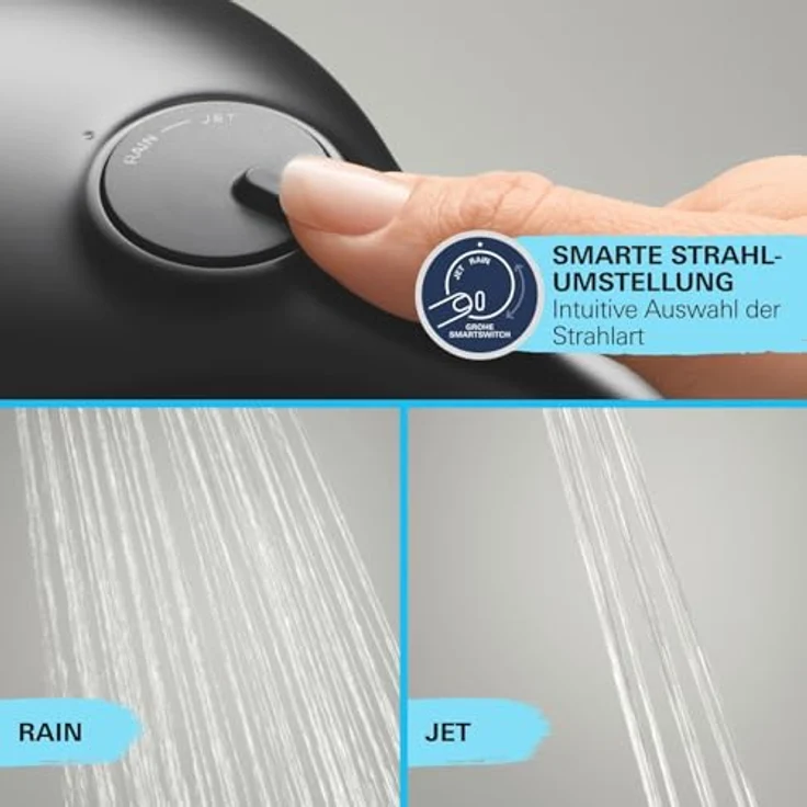 Grohe Vitalio Comfort 110, Duschbrause Schwarz matt mit 2 Strahlarten und Quickfix Installation – Bild 5