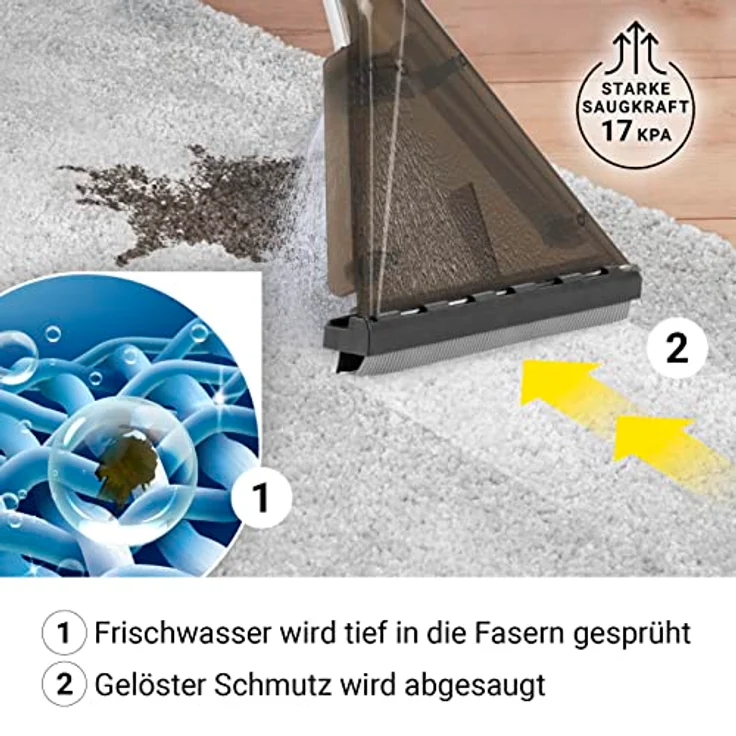 N8WERK Sprüh- und Waschsauger Deep Clean mit Sprühfunktion für Tiefenreinigung | Nass-& Trockensauger für Polster, Teppiche, Hartböden | Inkl. Hepa Filter, Reinigungsmittel, Dual Tank System – Bild 2