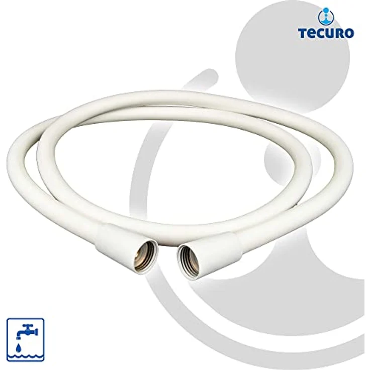 tecuro Brauseschlauch PREMIUM Duschschlauch, matt weiß, mit glatter Oberfläche und schweren Messing-Anschlüssen – Bild 2