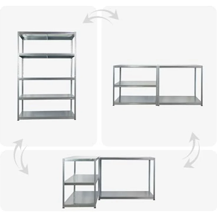 Proregal Metallregal Mega Deal Steel Eagle, Schwerlastregal mit 5 Fachböden, Traglast 130 kg, verzinkt, 180 x 120 x 60 cm – Bild 6