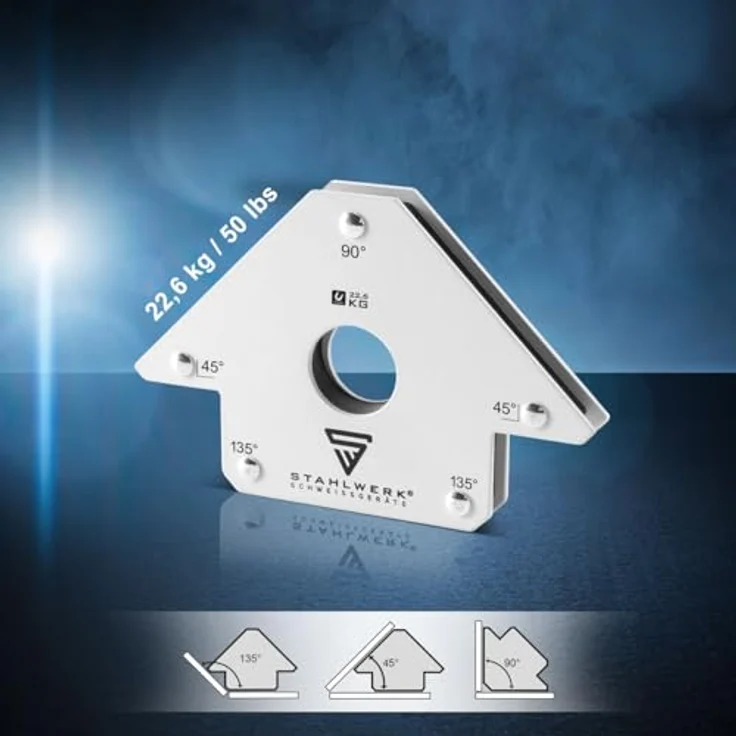 STAHLWERK Magnet-Schweißwinkel 6er Set, 45°/90°/135°, 22,6 kg Haftkraft, kompakt und präzise – Bild 4