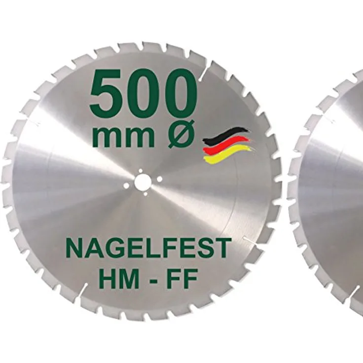 HM Sägeblatt 500 x 30 mm NAGELFEST FF Hartmetall FSP Kreissägeblatt 500mm für Bauholz Brennholz Schalholz Leimholz zum Sägen mit Wippsäge Tischkreissäge Kreissäge Kappsäge Brennholzsäge Tischsäge