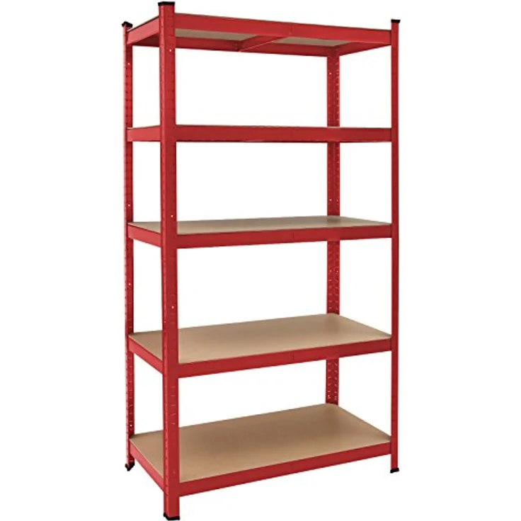 2x Monzana Schwerlastregal 180x90x40cm 875kg rot 5 MDF-Platten Lagerregal Kellerregal Steckregal Werkstattregal - Preisvergleich – Bild 5