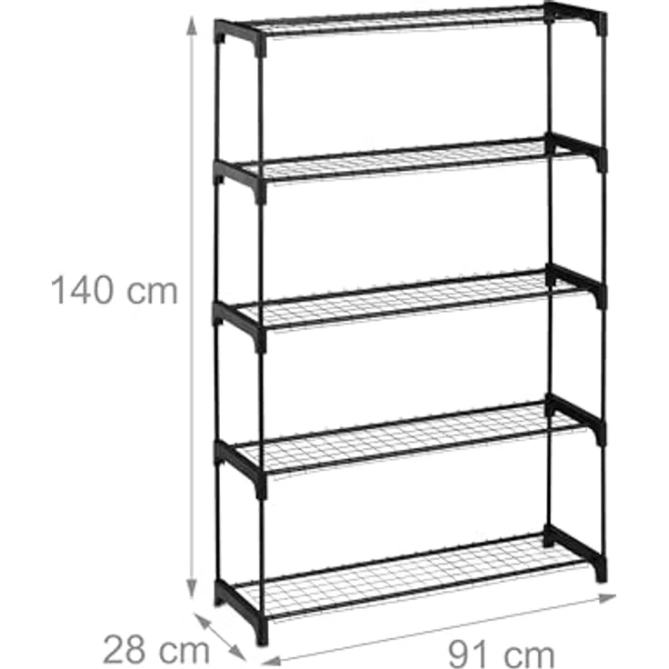 relaxdays Blumenständer Metall, schwarzes Blumenregal mit 5 Ebenen, Platz für Pflanzen bis 25 kg, Stecksystem für einfachen Aufbau – Bild 3
