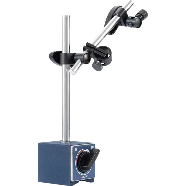 Dasqua 7122-0010 Magnetische Basis mit Feineinstellung, V-Nut-Basis für zylindrische und flache Oberflächen, 4mm & 8mm Klemmlöcher