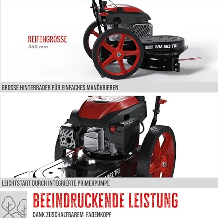 Güde Wiesenmäher WM 562 TRI, Benzin-Rasenmäher mit 4-Takt Power-Engine Motor, Stahlblech-Gehäuse, und zuschaltbarem Fadenkopf – Bild 4