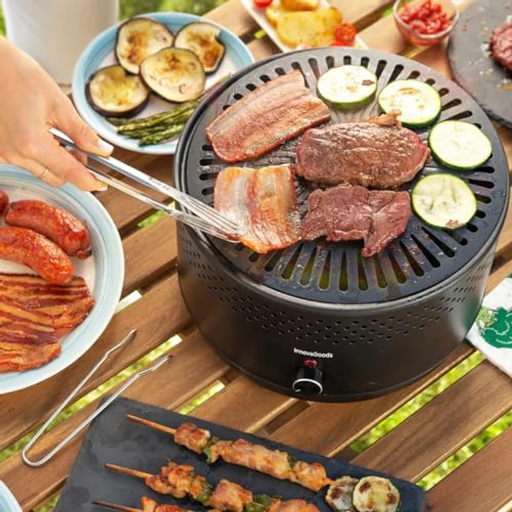 InnovaGoods® Tischgrill, tragbarer Holzkohlegrill ohne Rauch und Gerüche, anpassbar mit Batterien oder USB-C-Anschluss – Bild 5