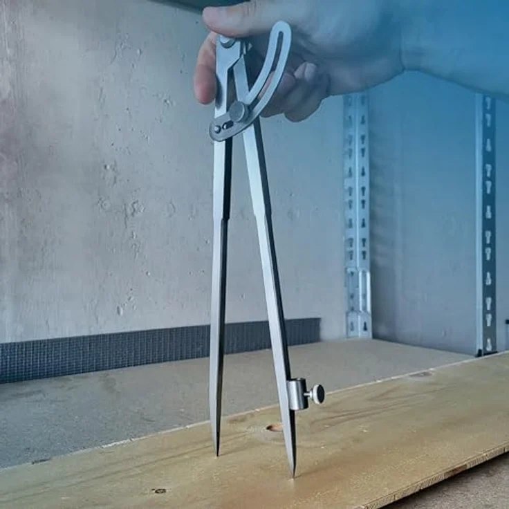 HEDUE B605 Spitzzirkel 500 mm mit Bleistifthalter und Stellbogen, geschmiedeter Stahl – Bild 5