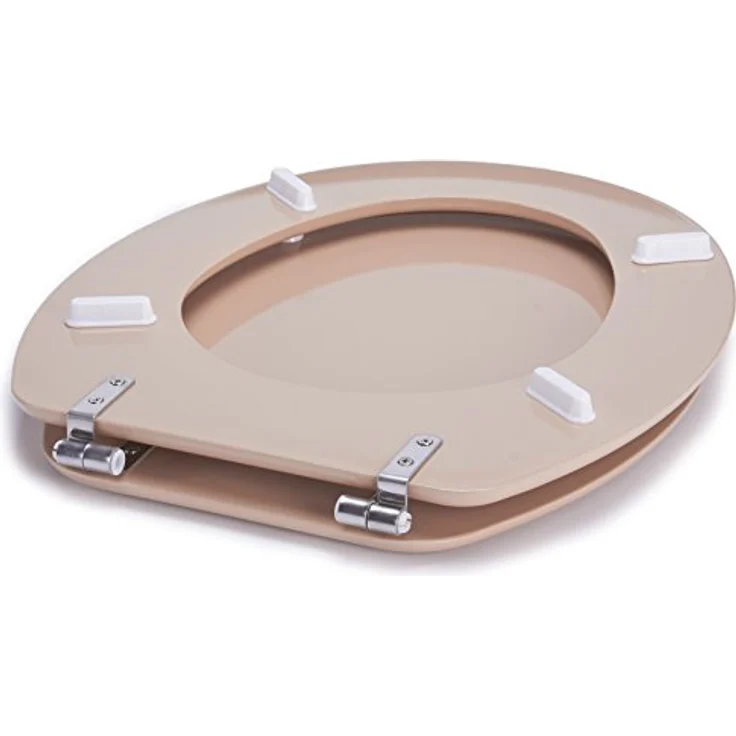 MSV WC-Sitz Cleo MDF, 45 cm x 37 cm x 5,6 cm, beige, feuchtigkeitsresistent, rostfreie Scharniere, rutschfest – Bild 6