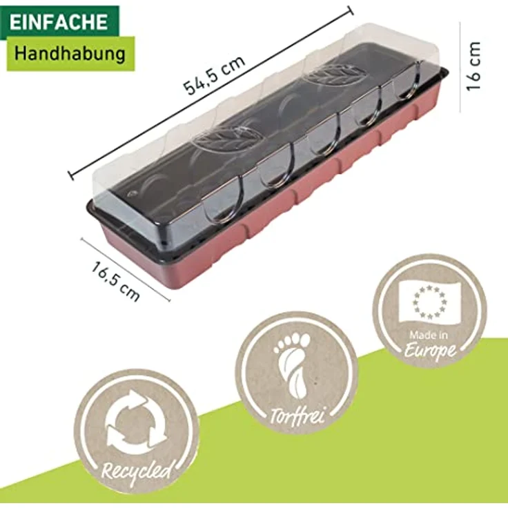 Windhager Zimmer-Gewächshaus MAXI XL Fensterbank-Treibhaus Pflanzen-Anzucht inkl. 36 Quelltabs, terracotta - anthrazit, 16,5 x 54,5 x 11 cm, 06841 – Bild 5