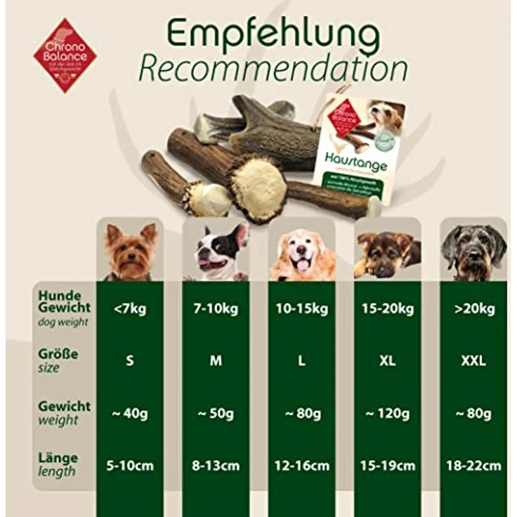 ChronoBalance® XL (5er Set) Hirschgeweih Kaustange für Hunde halbierte Stücke, Zahnpflege und Zahnhygiene, ohne Chemie – Bild 5