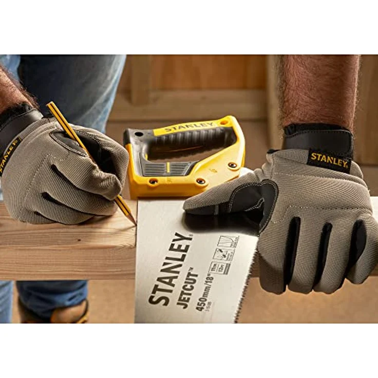 Stanley JetCut feine Handsäge 2-15-595 in 450 mm Länge Säge für Holz, Kunststoff, Laminat mit Griff aus Bi-Material, verbesserter Verzahnung & 45-90° Anschlag für präzises Sägen – Bild 5