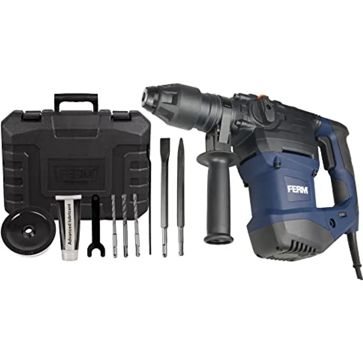 FERM Bohrhammer 1500W - Seiten-Handgriff - Bohren, Hammerbohren und Meißeln - Inkl. 3x SDS Plus Bohrköpfen und 2x SDS Plus Werkzeugköpfen – Bild 6
