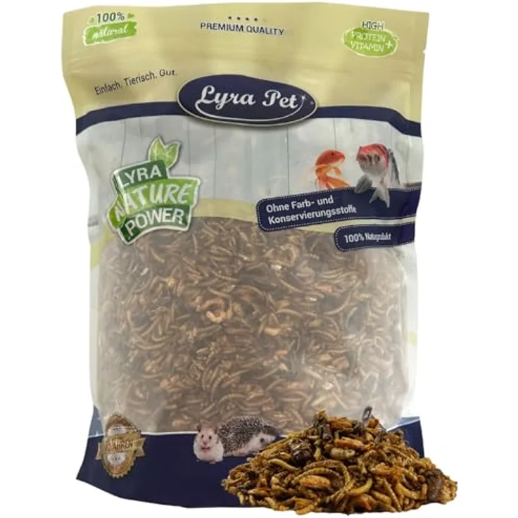 Lyra Pet® Protein Boost Insekten Mix, 1 kg getrocknete Insektenmischung mit 54,7 % Rohprotein, ideal für Vögel, Nager, Fische & Reptilien