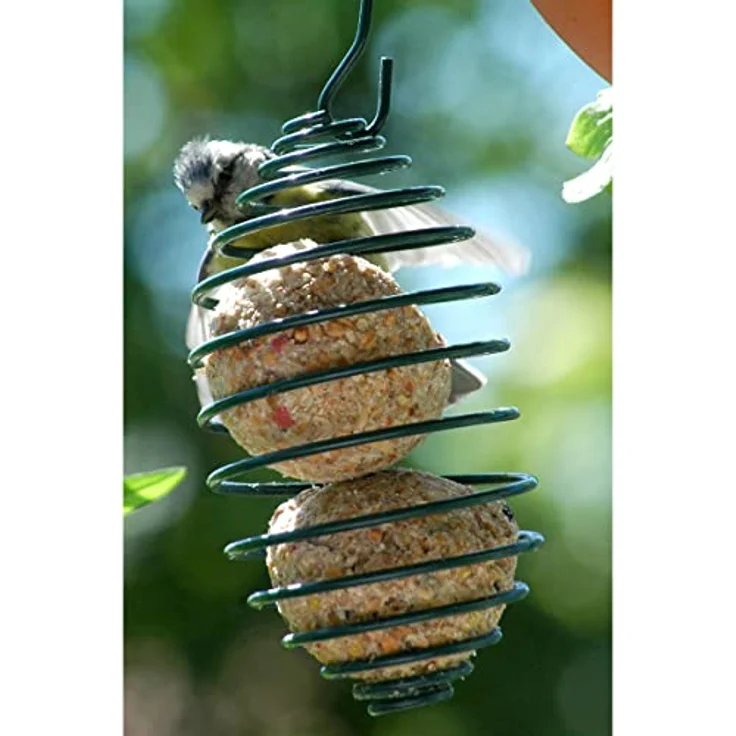 dobar® 11050 Meisenknödelhalter - Futterspirale für Meisenknödel - Vogelfutterspender aus Metall - Futtersäule für Wildvögel für Garten/Terrasse/Balkon - Ø 7,5 x 11 (26,5) cm - Grün – Bild 2