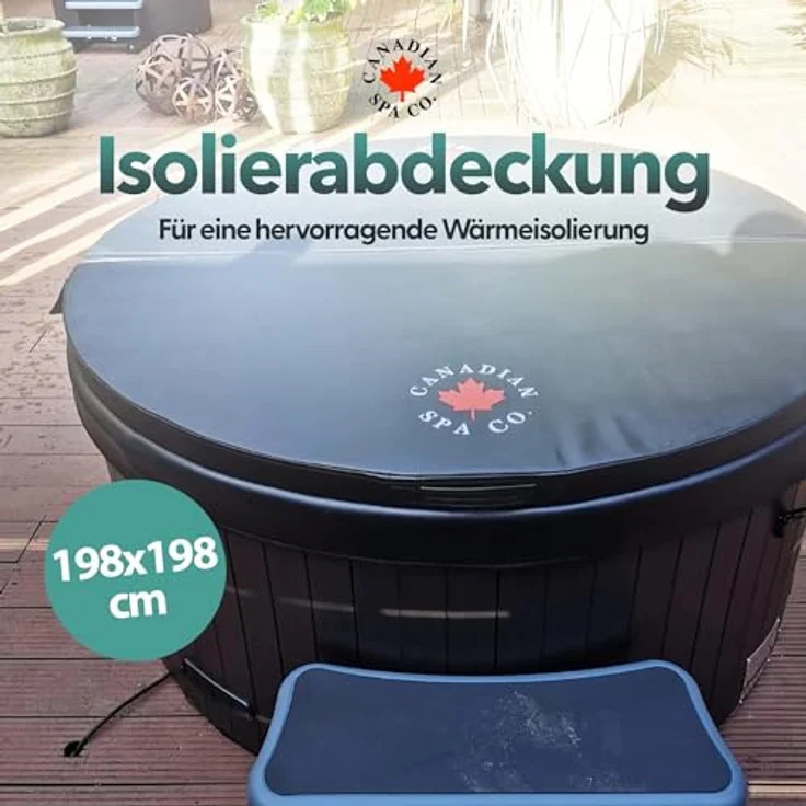 Canadian Spa Company Deluxe Isolierabdeckung, Grau, 198x198 cm, robust, wasserfest, schimmelbeständig, mit stabilen Handgriffen – Bild 2