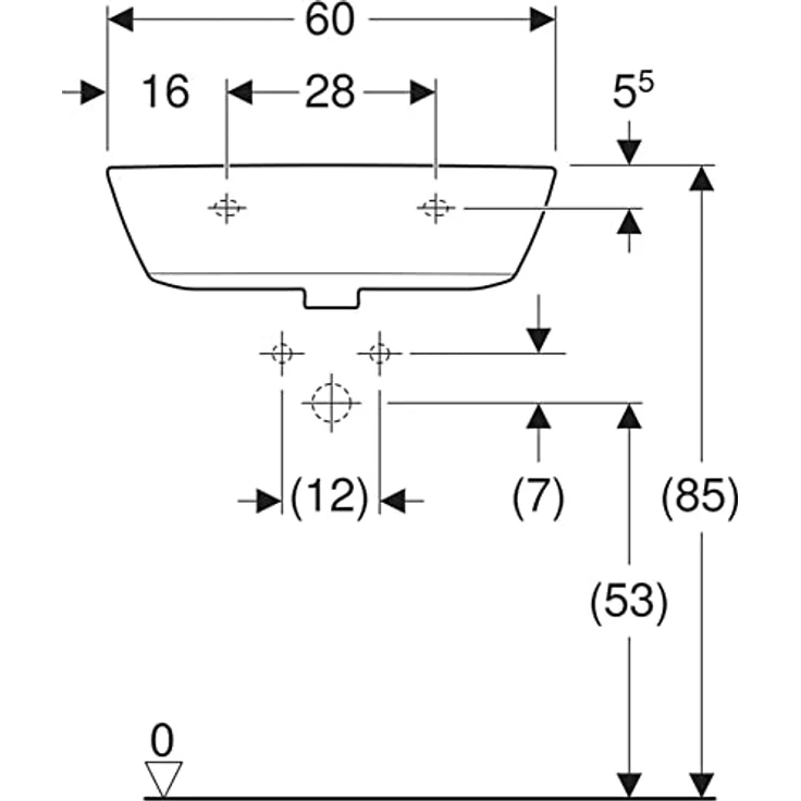Geberit, Waschbecken, Renova Waschtisch 60 x 48 cm wei 500370011 (48 cm, 60 cm) – Bild 3