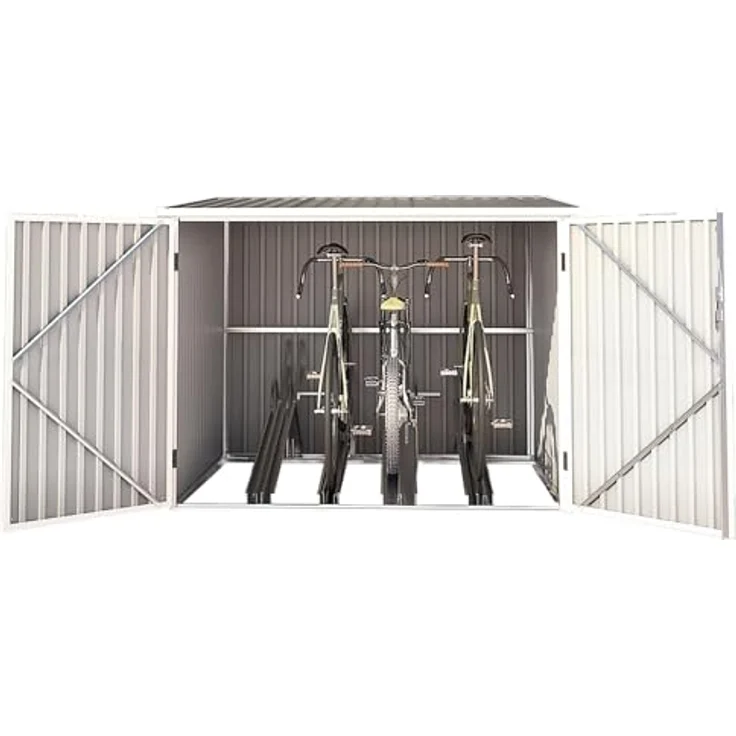 HATTORO Fahrrad-Garage für 4 Fahrräder, abschließbare Fahrrad-Box aus feuerverzinktem Stahl, dunkelgrau, 3,5 m² Fläche – Bild 4