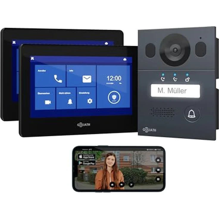 Goliath Intercom Goliath Basic Line 2-Draht Video-Türsprechanlage, FullHD, einfache Installation, Schwarz/Anthrazit – Bild 1