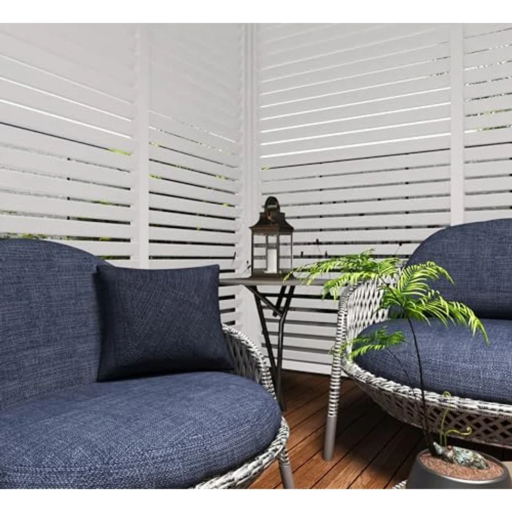 Weide Horizontale Lamellenwand aus Aluminium, Pavillonseitenteil für Pergola, 93 cm, Weiß – Bild 8