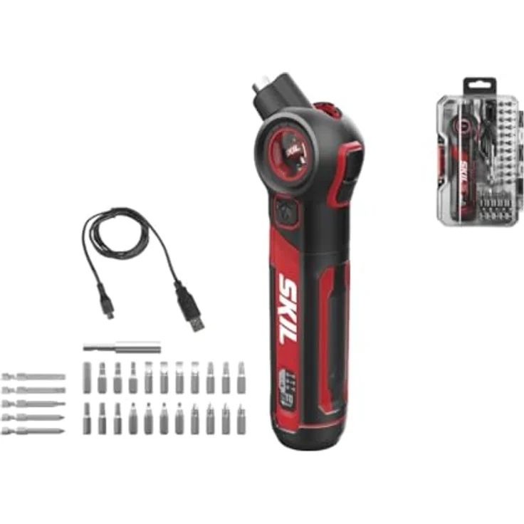 SKIL Akku-Bohrschrauber 4V 2714 GA + Zubehör (Tragekoffer), 4 V, Lithium-Ionen-Technologie, LED-Beleuchtung, 3 Positionen (Akkuschrauber SKIL) – Bild 2