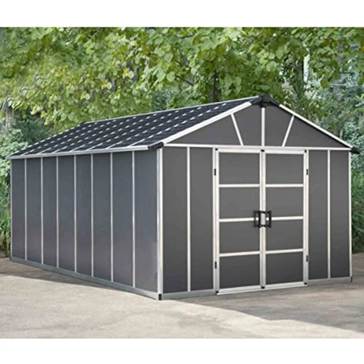 Canopia by Palram Gerätehaus Yukon 11x17.2 Geräteschuppen Metall 519 x 332 cm Grau Polycarbonatplatten rostbeständig UV-Schutz