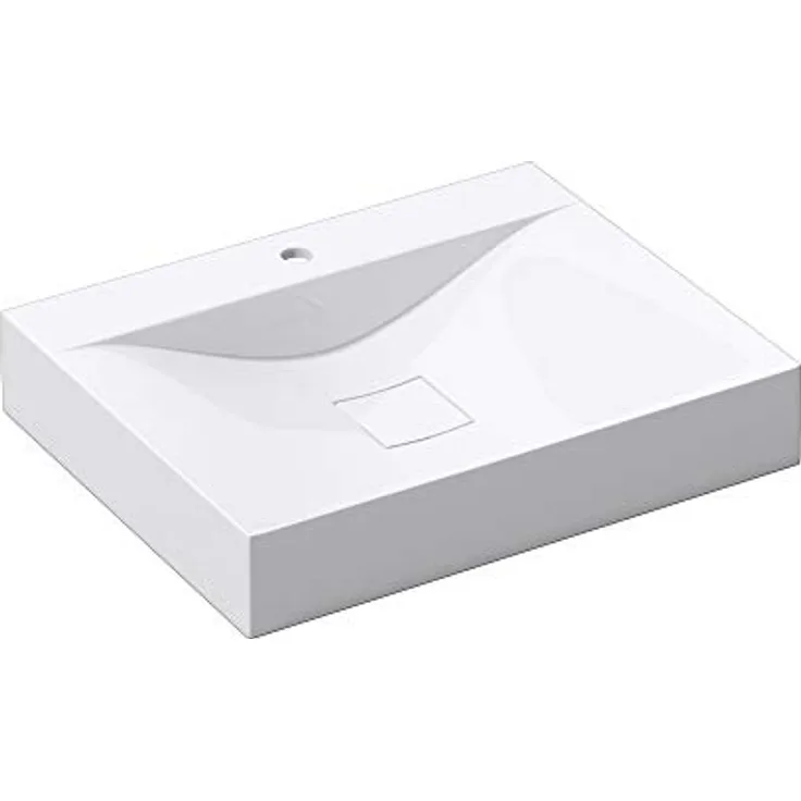 doporro® Design Aufsatzwaschbecken Hängewaschbecken Mineralguss Waschbecken BTH: 60x48x10 cm Weiß Colossum810 Gussmarmor Waschtisch Waschplatz