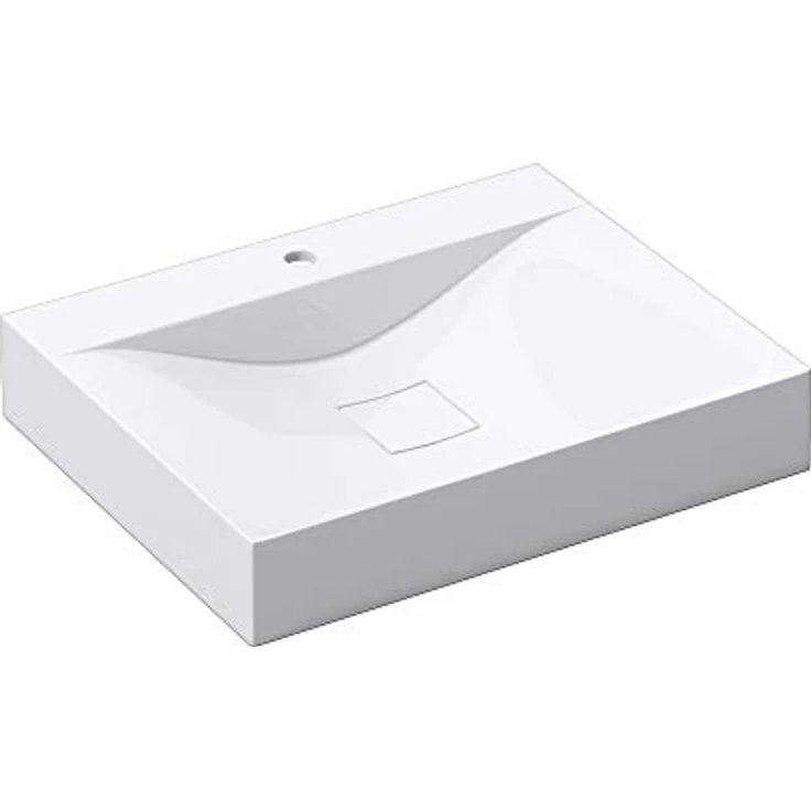 doporro® Design Aufsatzwaschbecken Hängewaschbecken Mineralguss Waschbecken BTH: 60x48x10 cm Weiß Colossum810 Gussmarmor Waschtisch Waschplatz – Bild 1