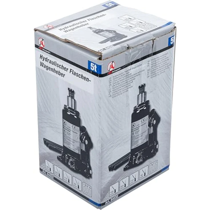 BGS Hydraulischer Flaschen-Wagenheber, 5 t Tragkraft, Sicherheitsventil, teleskopierbarer Kolben, hohe Standfestigkeit – Bild 5