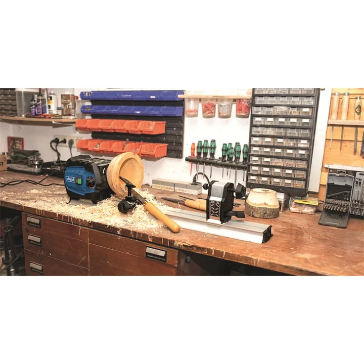 Scheppach DM600VARIO Drechselbank Drechselmaschine | 550W Leistung | stufenlose Geschwindigkeit - variable Drehzahl von 800–3000 Umdrehungen | Werkstück max. 60 x 25 cm inkl. Planscheibe – Bild 8