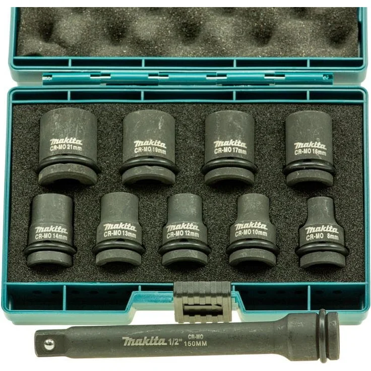 Makita 18V Akku Drehschlagschrauber DTW285RTJX (2 x 5,0 Ah Akku, Schnellladegerät DC18RC, Steckschlüsselsatz 9 tlg., Verlängerung 1/2" 150 mm, im Makpac) – Bild 6