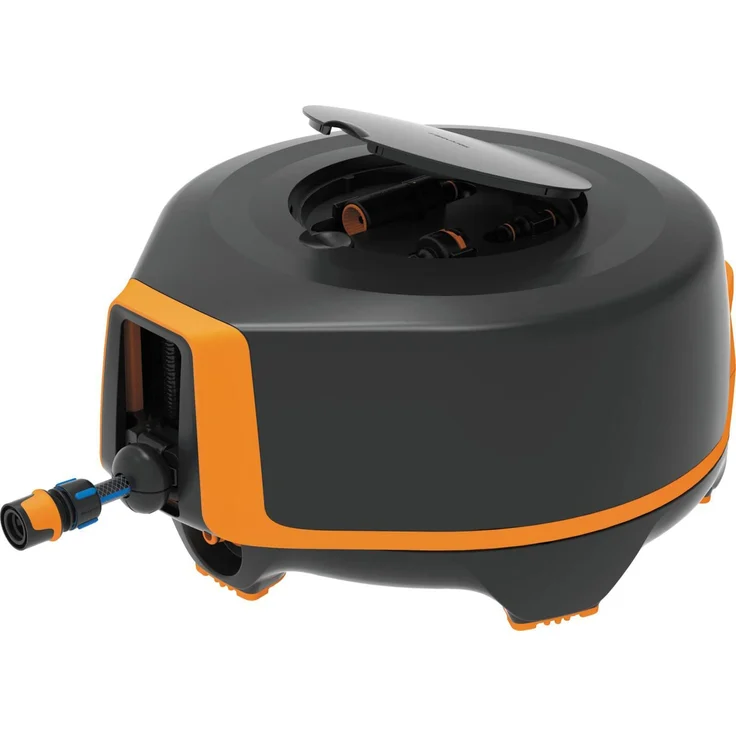 Fiskars Schlauchwagen XL, All-Inclusive-Bewässerungs-Set, 25 m Gesamtreichweite, Automatisches Einziehen, Gartenschlauch 13mm Durchmesser – Bild 1