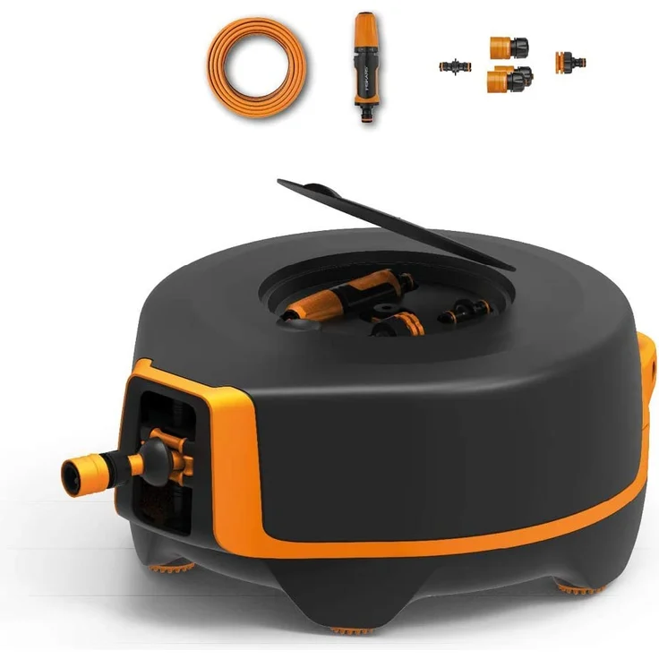 Fiskars Schlauchwagen XL, All-Inclusive-Bewässerungs-Set, 25 m Gesamtreichweite, Automatisches Einziehen, Gartenschlauch 13mm Durchmesser – Bild 2