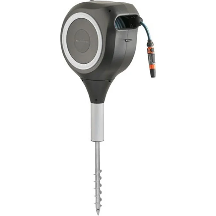 GARDENA Garten-Schlauchbox RollUp M 18616-20, 20 Meter, weiß, stehend, 360° drehbar 18616-20 360° schwenkbar UV-beständig, frostsicher – Bild 2