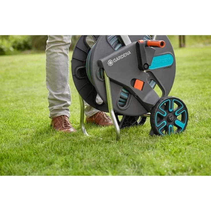GARDENA Schlauchwagen AquaRoll L Easy 18522-20 mit Gartenschlauch 50 m 1/2'' Kick&Stand Nachtropfstopp frostsicher – Bild 2