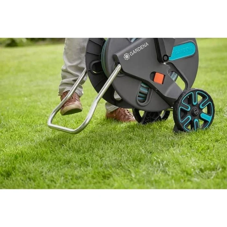 GARDENA Schlauchwagen AquaRoll L Easy 18522-20 mit Gartenschlauch 50 m 1/2'' Kick&Stand Nachtropfstopp frostsicher – Bild 3