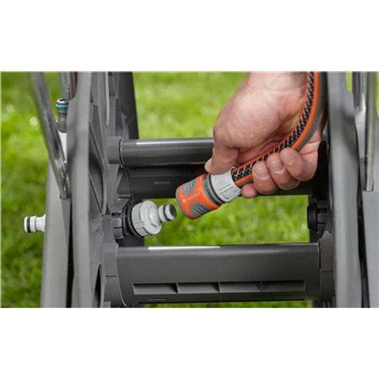 GARDENA Schlauchwagen AquaRoll L Easy 18522-20 mit Gartenschlauch 50 m 1/2'' Kick&Stand Nachtropfstopp frostsicher – Bild 4