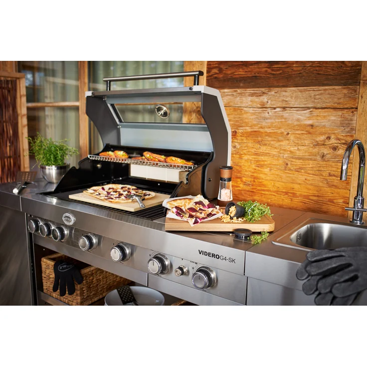 RÖSLE Pizzastein rechteckig, Hochwertiger Pizzastein aus Schamott zur Zubereitung von Pizza, Flammkuchen, Brot usw. auf dem Grill oder im Backofen, 42 x 30 cm – Bild 3